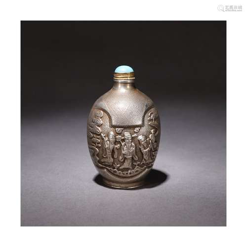 A Chinese immortals Pattern Silver Gilding Cupronickel Snuff Bottle