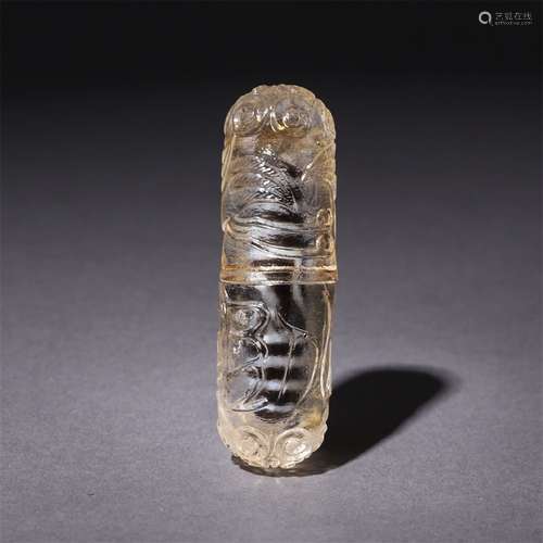 A Chinese Glassware gZi Bead Buddha Niche with 2eyes gZi Bead