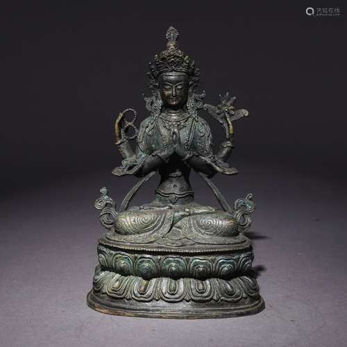 A Chinese Bronze Bodhisattva Statue