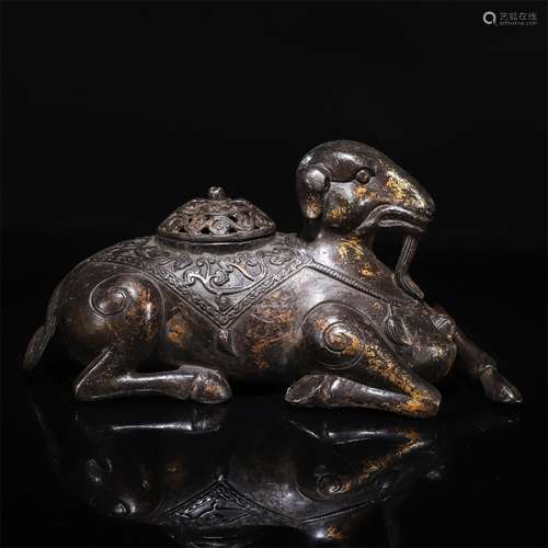 A Chinese Bronze Sheep Shaped Incense Burner