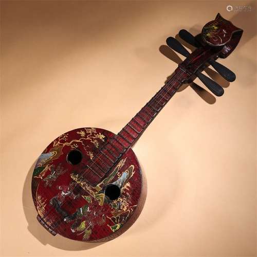 A Chinese Flower&Bird Pattern Handmade lacquer Musical instrument