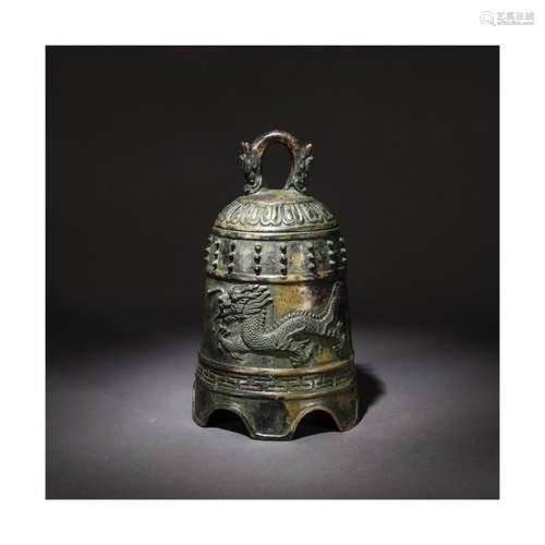 A Chinese Dragon Pattern Bronze Bell