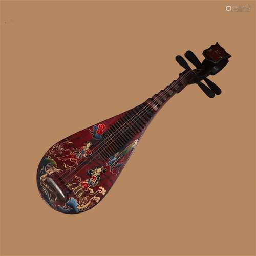 A Chinese Handmade lacquer Figure Painted Musical instrument Pipa