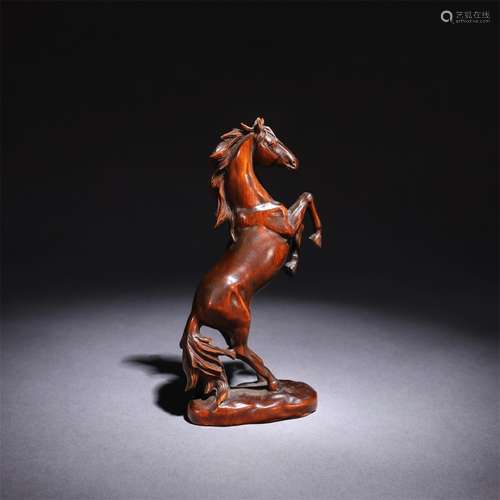 A Chinese Boxwood Carved Horse Ornament