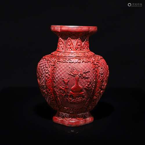 A Chinese Carved Red lacquerware Vase