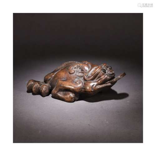 A Chinese Purple Sand Three Feet Toad Ornament