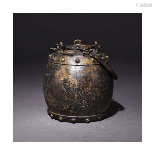 A Chinese Bronze Pot with Loop-handle