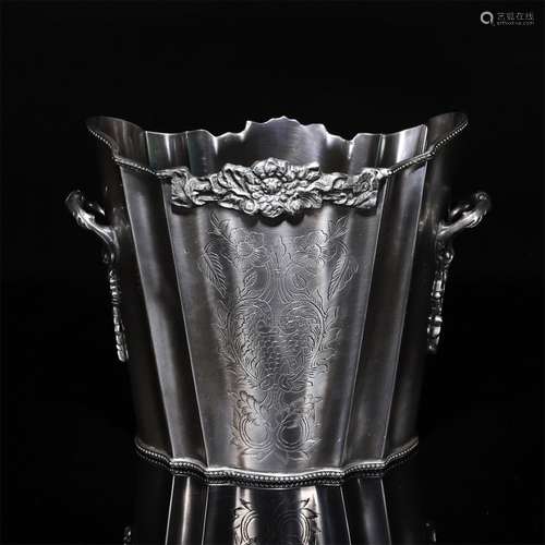 A Chinese Silver Gilding Cupronickel Twining flower pattern Champagne Bucket