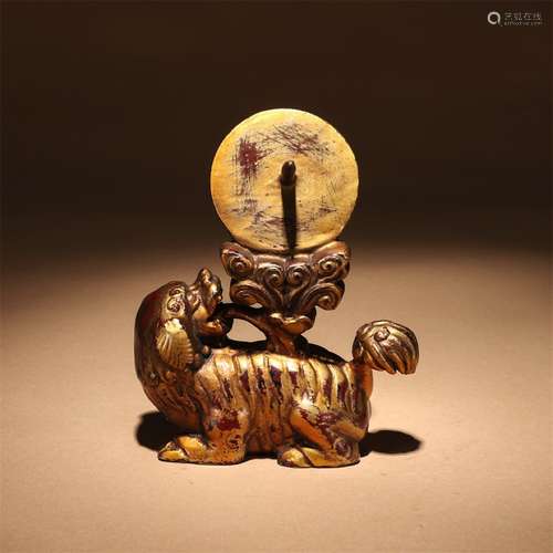 A Chinese Gild Bronze Lion Sundial