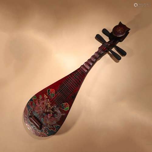 A Chinese Dragon&phoenix Pattern Handmade lacquerware Musical instrument