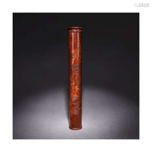 A Chinese Pine Tree Pattern Bamboo Incense tube