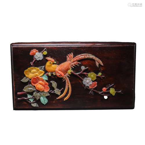 A Chinese Flower&Bird Pattern Famille Verte Luotian Inlaid Red Sandalwood Jewels Box