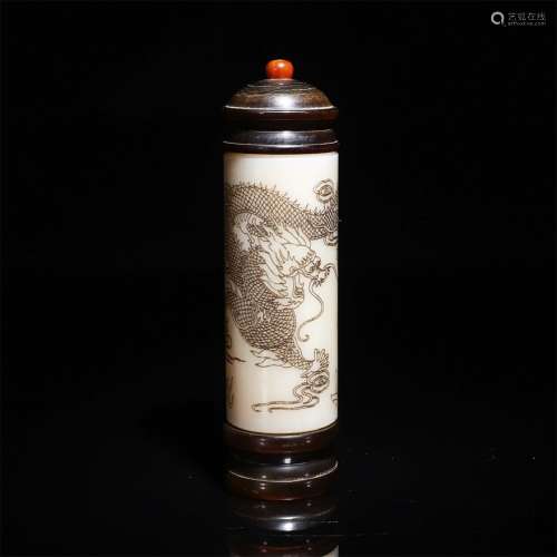 A Chinese Dragon Pattern Ox Bone Incense tube