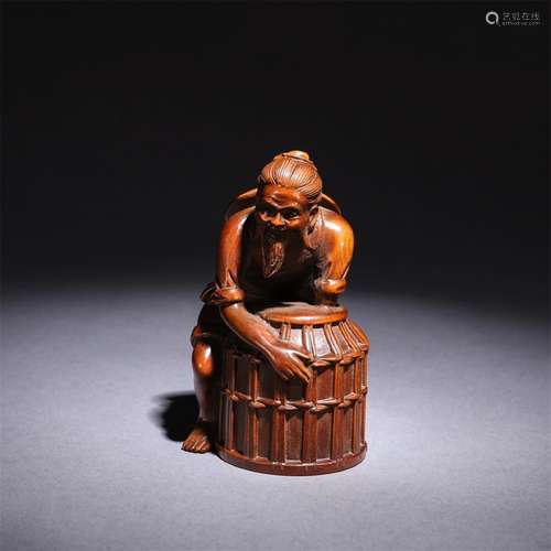 A Chinese Boxwood Carved Fisherman Ornament