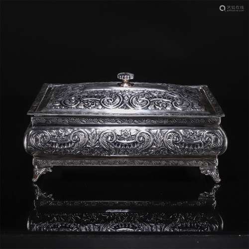 A Chinese Silver Gilding Cupronickel Floral Storage Box