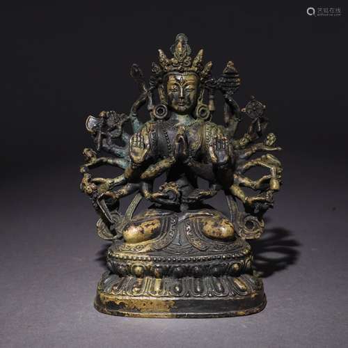 A Chinese Bronze Statue of Thousand-Hand Kwan-yin