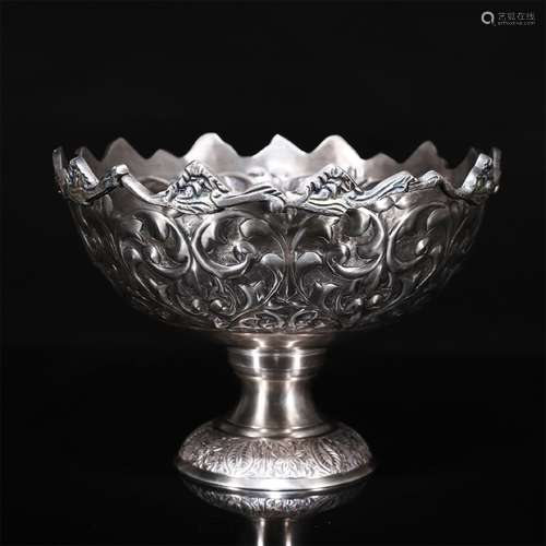 A Chinese Silver Gilding Cupronickel Fruits Plate