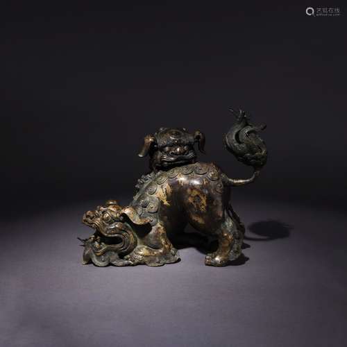 A Chinese Bronze Lion Shaped Incense Burner