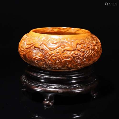 A Chinese Tianhuang Stone Carved Dragon Pattern Incense Burner