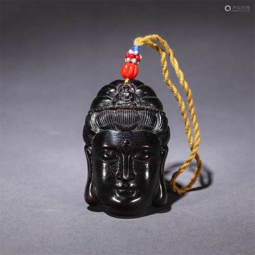 A Chinese Horn Carved Guanyin Bodhisattva Pendant