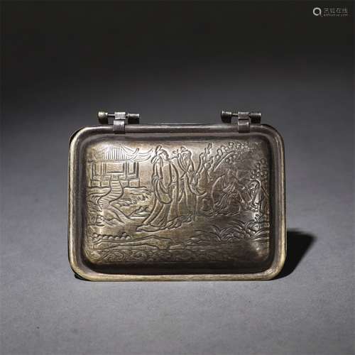 A Chinese three immortals Pattern Silver Gilding Inkpad Box