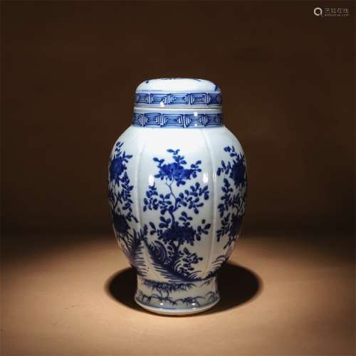 A Chinese Blue and White Plum Blossom Painted Porcelain Jar with Cover