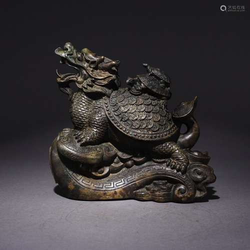 A Chinese Bronze Dragon Turtle Shaped Ornament