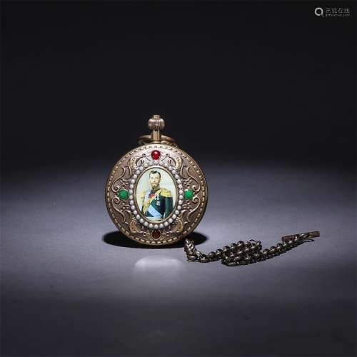 A Chinese  General Painted Copper Pocket watch