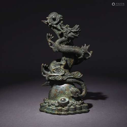 A Chinese Dragon Pattern Bronze Ornament