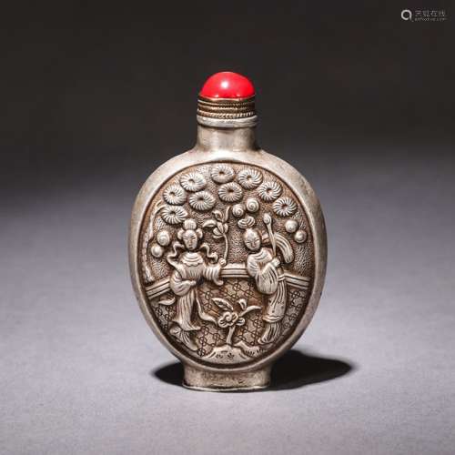 A Chinese Figure Pattern Silver Gilding Cupronickel Snuff Bottle