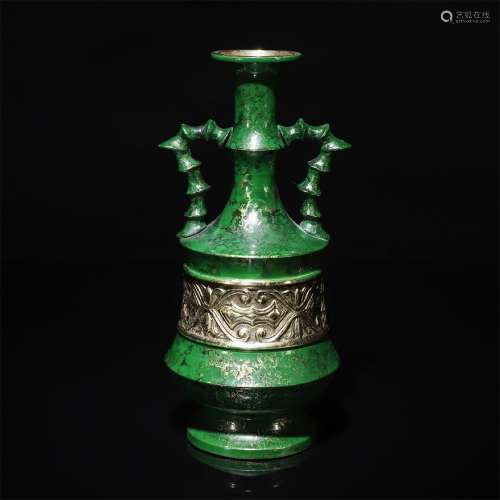 A Chinese Gild Bronze Bamboo Joint Pattern Vase