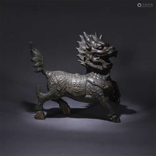 A Chinese Bronze Kylin Ornament