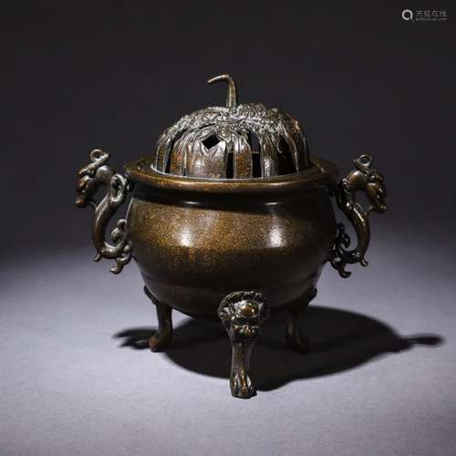 A Chinese Dragon Ears Bronze Beast Feet Incense Burner