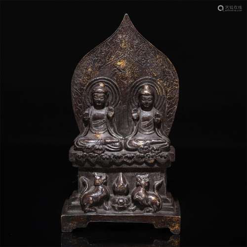 A Chinese Gild Bronze Twins Buddha Statue
