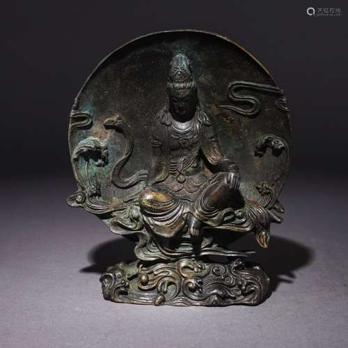 A Chinese Bronze Statue of Water and Moon Guanyin