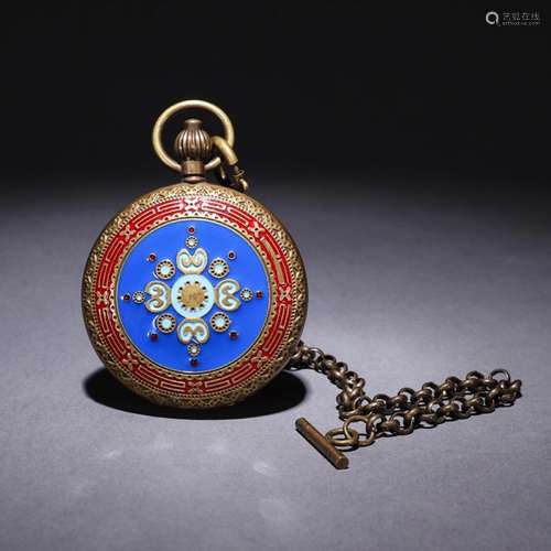 A Chinese Cloisonne Floral Pocket Watch