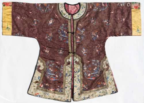 Property of a gentleman - a good late 19th century Chinese embroidered & brocade brown silk short