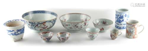 Property of a lady - a group of ten Chinese porcelain items, mostly 18th century, including a pair