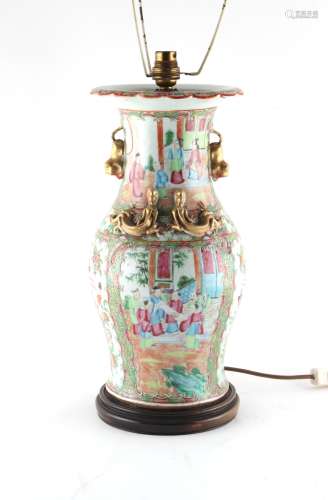Property of a deceased estate - a 19th century Chinese Canton famille rose porcelain vase, adapted
