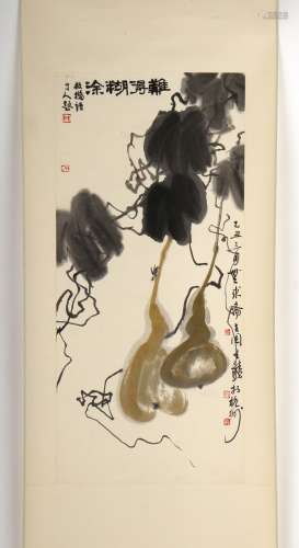 A private collection of 20th century Chinese paintings - Zhou Sheng Long - TWO GOURDS AND
