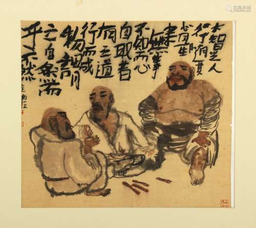 A private collection of 20th century Chinese paintings - Wang Jia'nan 王迦南 (b.1955) - THREE SEATED