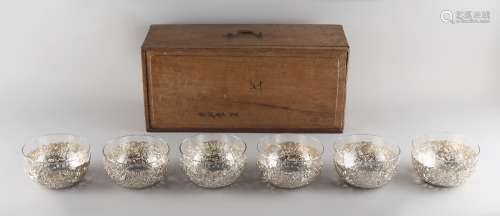 Property of a gentleman - a set of six late 19th/ early 20th century Chinese silver pierced bowls