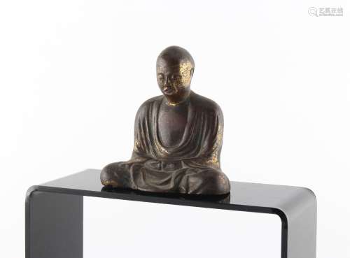 Property of a gentleman - a bronze Buddha, 18th century or earlier, with traces of gilt and