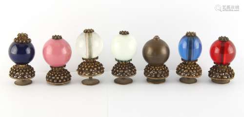 Property of a lady - a group of seven Chinese hat finials, Qing Dynasty, late 19th / early 20th