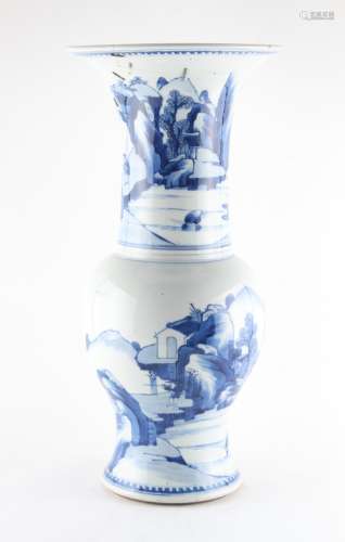 Property of a gentleman - a Chinese blue & white yenyen or 'phoenix tail' landscape vase, Kangxi