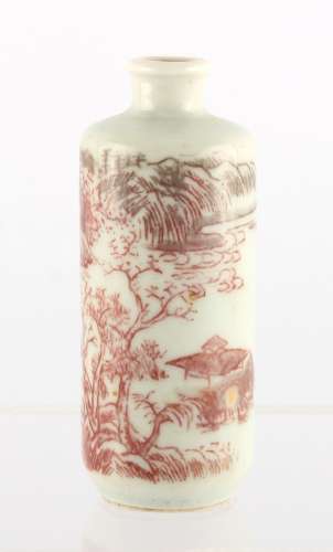 Property of a lady - a Chinese copper red decorated snuff bottle, 19th century, painted with a