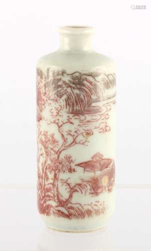 Property of a lady - a Chinese copper red decorated snuff bottle, 19th century, painted with a