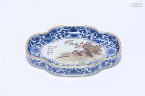 chinese qing dynasty blue and white porcelain bi tian