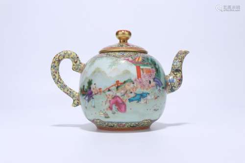 chinese qing dynasty famille rose porcelain teapot
