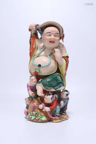 chinese qing dynasty famille rose porcelain statue